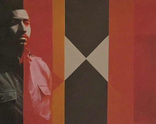 Brightly Lit Oil Painting of Young Man with Abstract Features