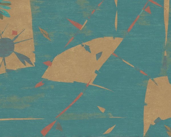 Digital Collage Illustration on Aquatic Teal Background