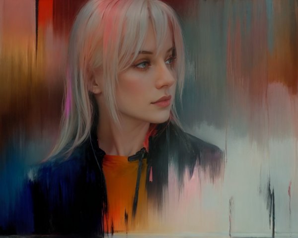 Portrait of a Young Woman with Blonde Hair and Blue Eyes