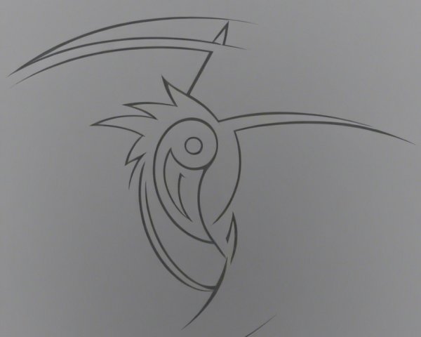 Minimalist Abstract Bird Design with Curves and Angles