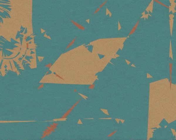 Abstract Painting with Light Brown, Orange, and Teal