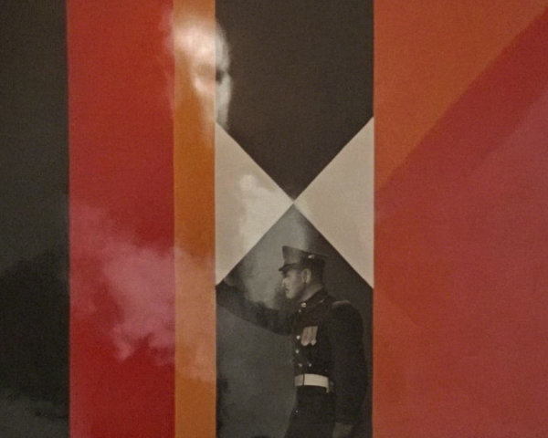 Abstract Painting with Military Silhouette and Shapes