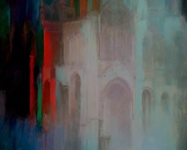 Abstract Architectural Structure in Mist and Color