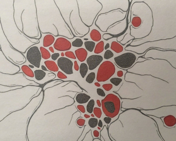 Abstract Design with Intertwining Lines and Shapes