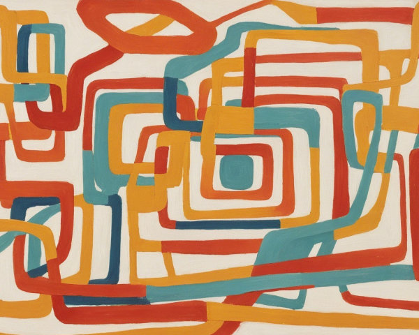 Vibrant Geometric Shapes in Warm and Cool Tones