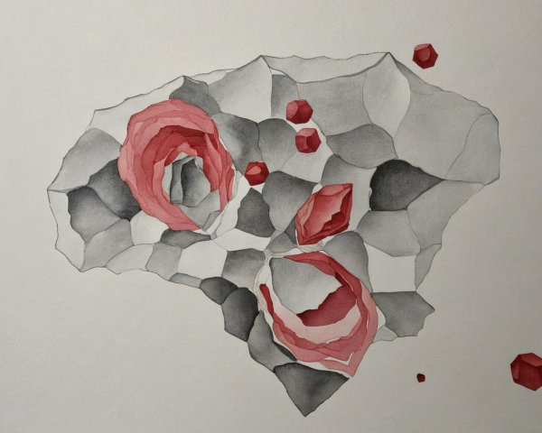 Abstract Geometric Shapes in Gray and Pink Tones