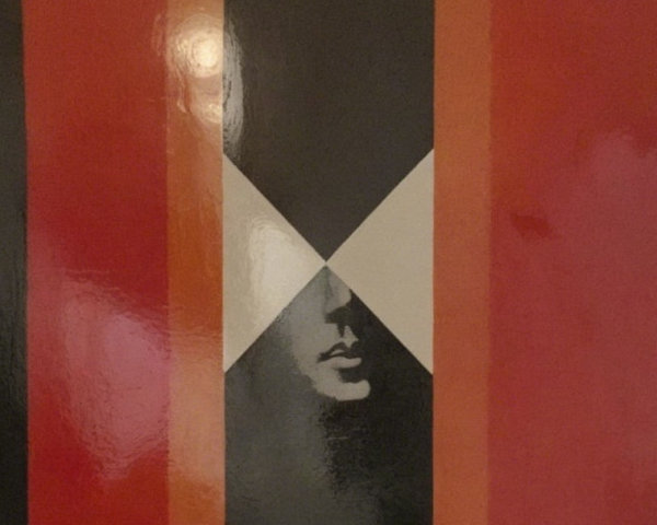 Pop Art Album Cover with Dark-Skinned Profile Design