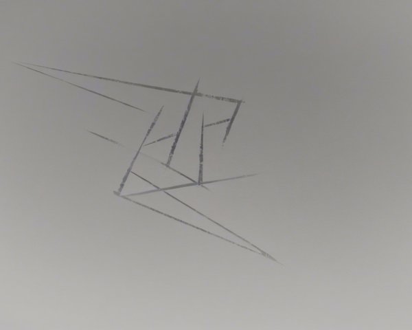 Abstract Digital Painting with Black Geometric Lines