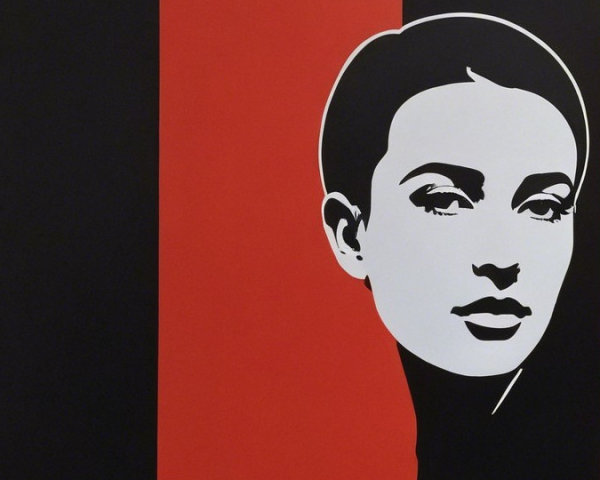 Stylized Graphic Portrait of a Woman in Profile