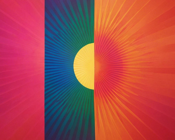 Vibrant Gradient Artwork with Central Yellow Circle