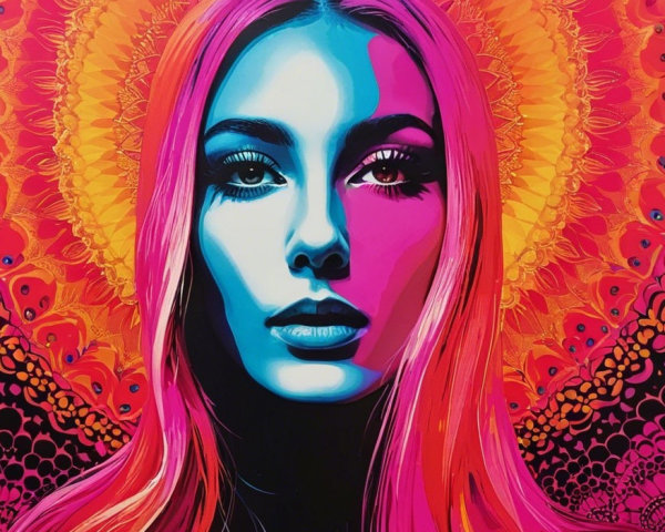 Vibrant Portrait of a Woman with Mandala Background