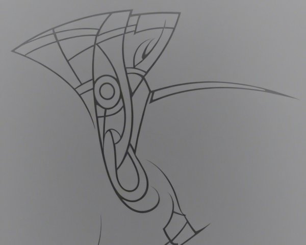 Abstract Design with Flowing Lines and Geometric Shapes