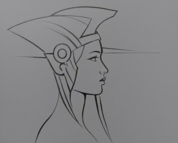 Minimalist Line Drawing of a Woman in Profile