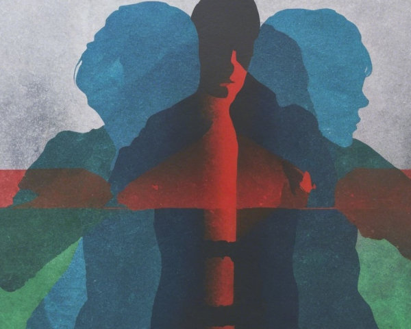 Abstract Composition of Layered Silhouettes in Color