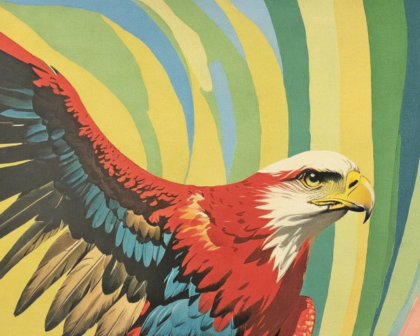 Majestic eagle with vibrant colors and dynamic background