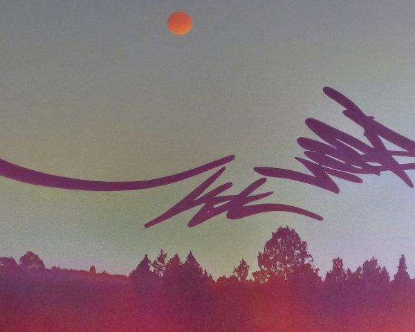 Stylized Dusk Landscape with Purple and Orange Hues