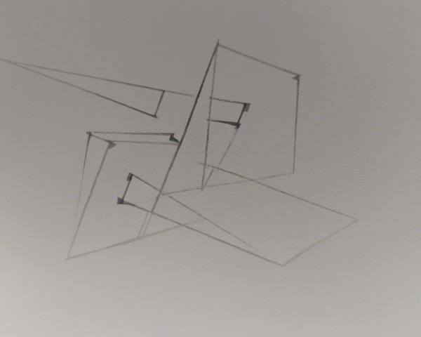 Abstract Geometric Drawing with Angular Lines and Shapes