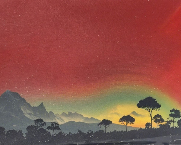 Twilight Landscape with Dramatic Mountains and Sky