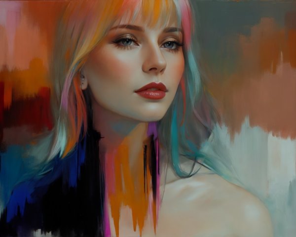 Close-Up Portrait of a Young Woman with Colorful Hair