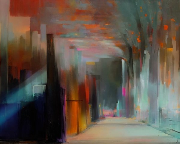 Vibrant Abstract Landscape of a City Street Scene