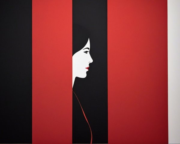 Graphic design with red and black stripes and silhouette