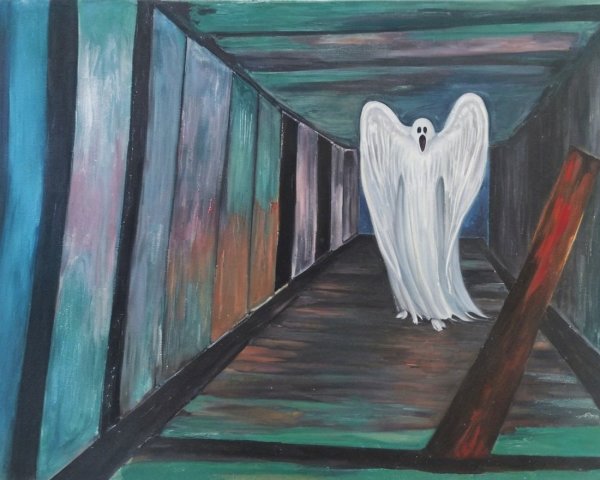 Haunting Scene in a Dimly Lit Hallway Painting