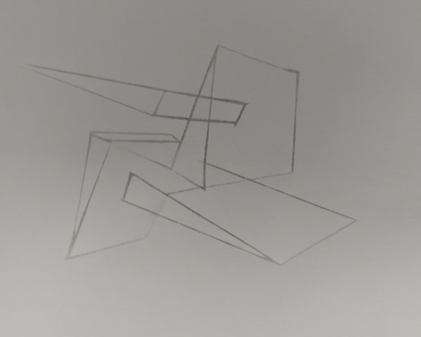 Minimalist Geometric Sketch on Light Gray Paper