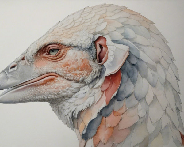 Illustration of a mythical bird-like creature with details