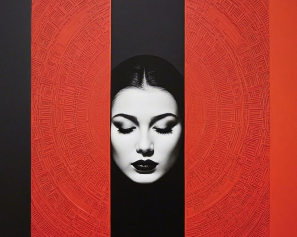 Portrait of a Woman with Closed Eyes in Bold Colors