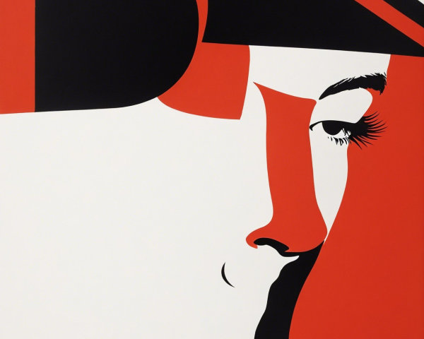 Stylized Artwork of a Woman's Profile in Bold Colors