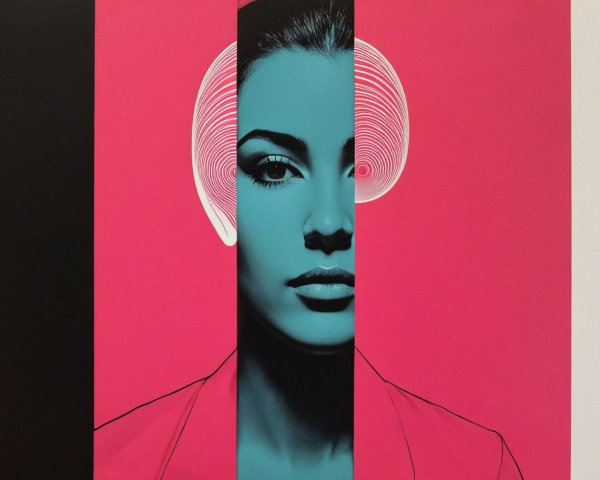 Stylized Portrait of a Woman in Vibrant Colors