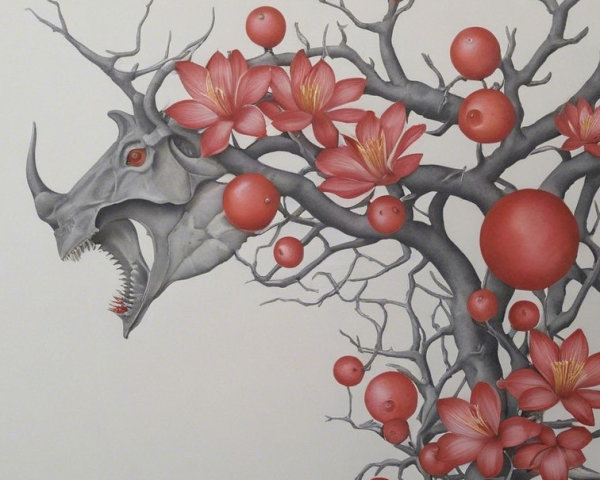 Surreal Artwork of a Rhinoceros Head and Nature Fusion