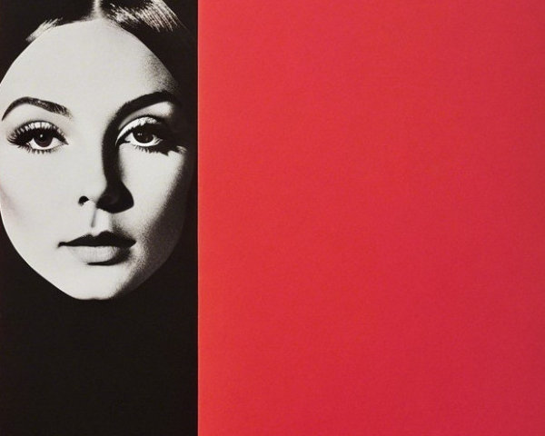 Monochrome Portrait with Bold Red Contrast