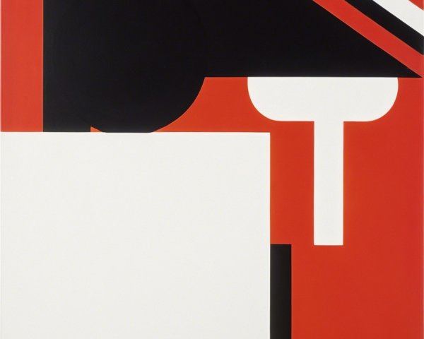 Bold Abstract Composition with Red, Black, and White Shapes