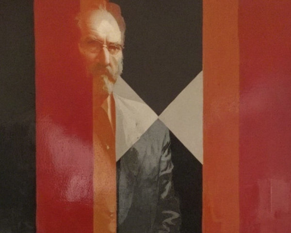 Abstract Digital Portrait of a Man with Glasses