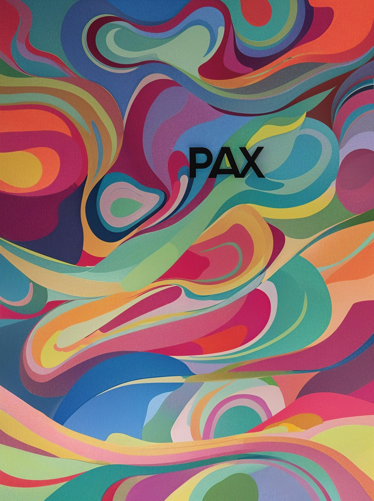 Vibrant Abstract Design with Swirling Shapes and Colors