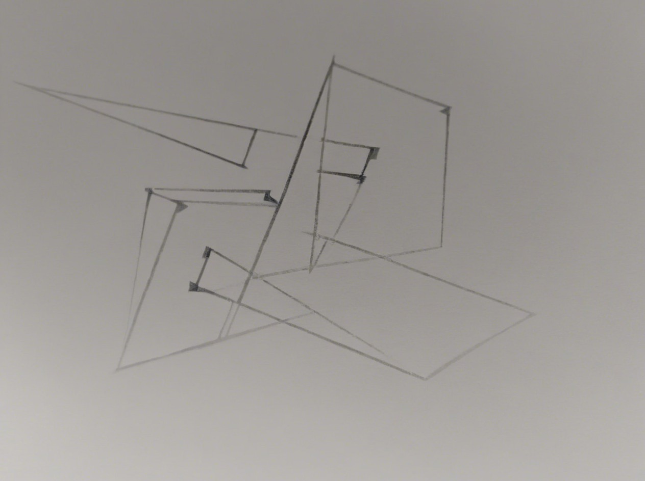 Abstract Geometric Drawing with Angular Lines and Shapes