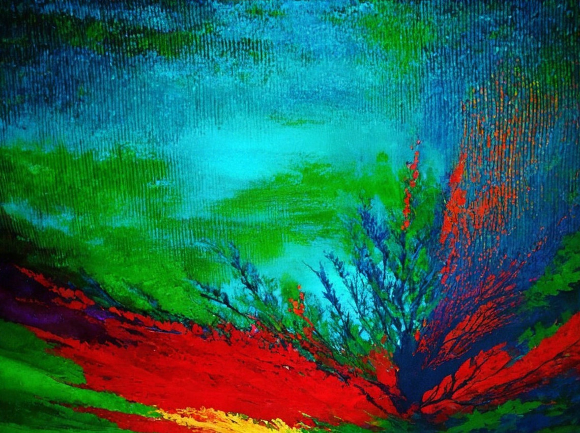 Vibrant Abstract Painting with Dynamic Color Blend