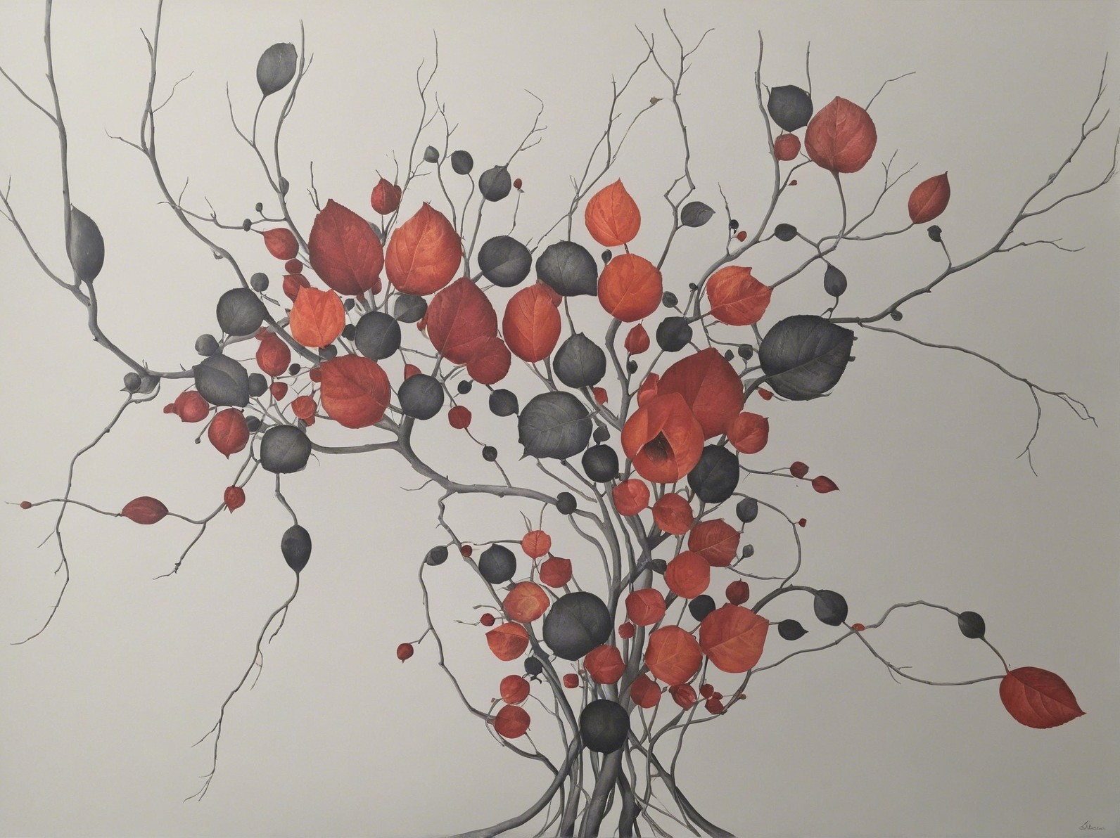 Abstract Tree Structure with Vibrant Leaves and Shapes