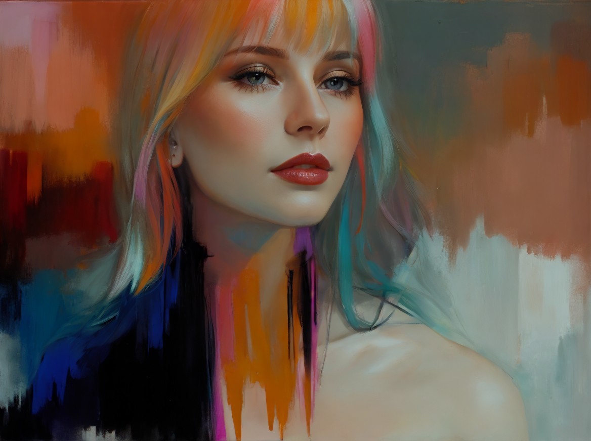 Close-Up Portrait of a Young Woman with Colorful Hair