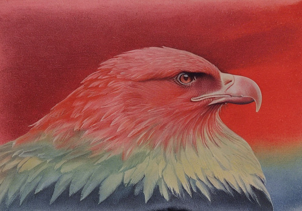 Illustration of a Colorful Bird with Detailed Feathers