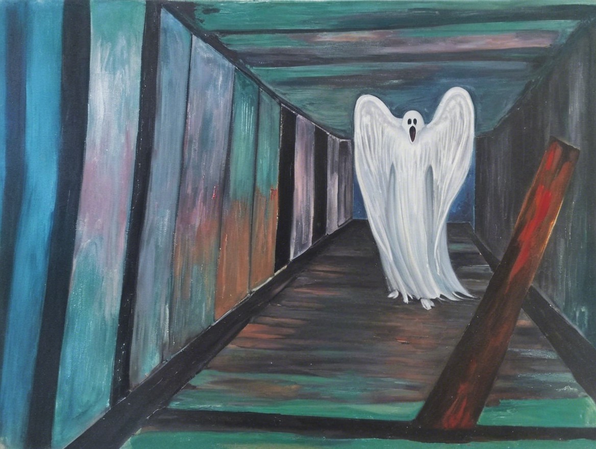 Haunting Scene in a Dimly Lit Hallway Painting