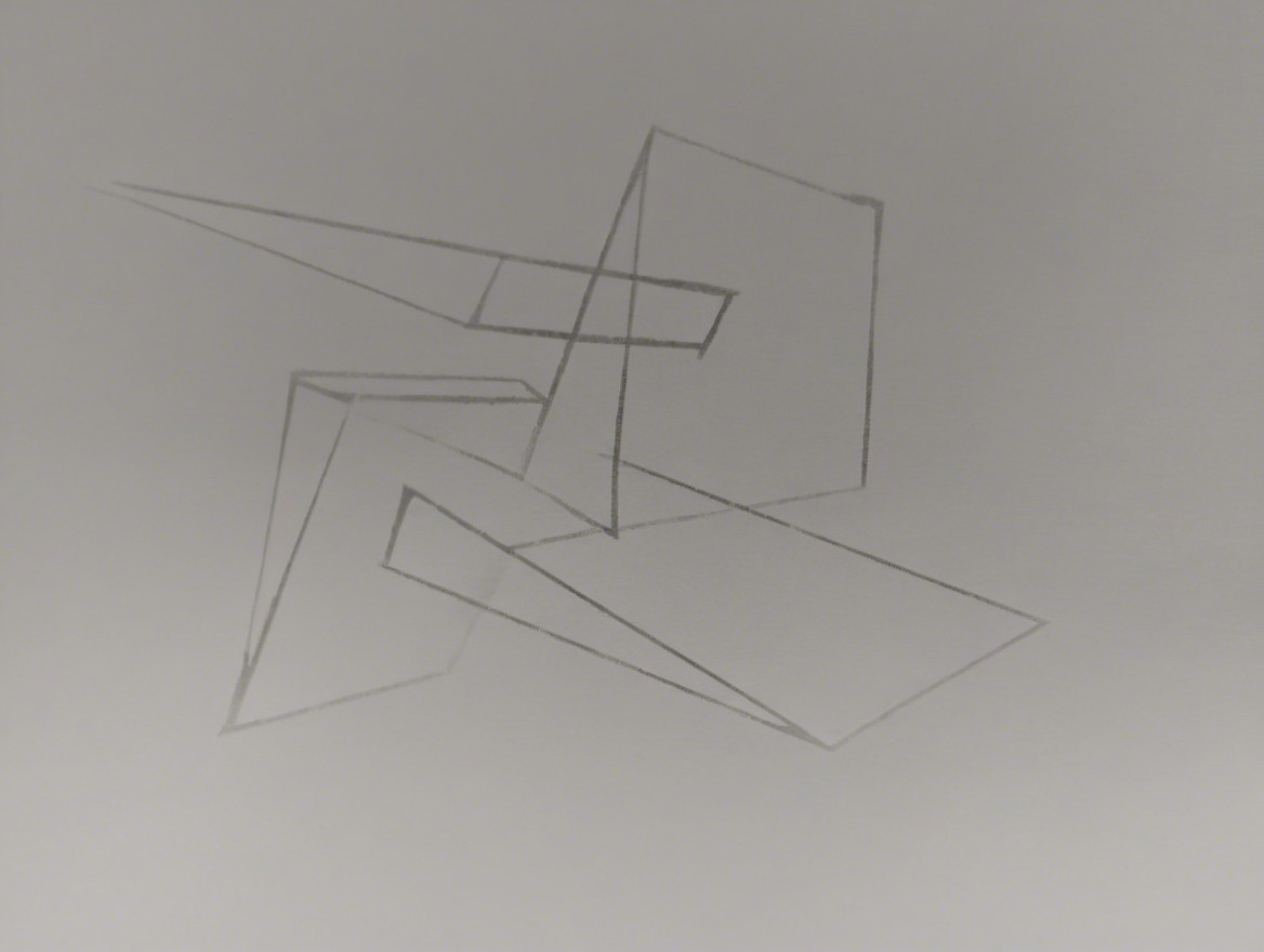 Minimalist Geometric Sketch on Light Gray Paper