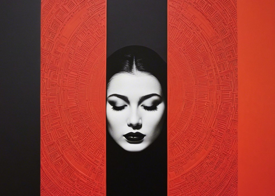 Portrait of a Woman with Closed Eyes in Bold Colors