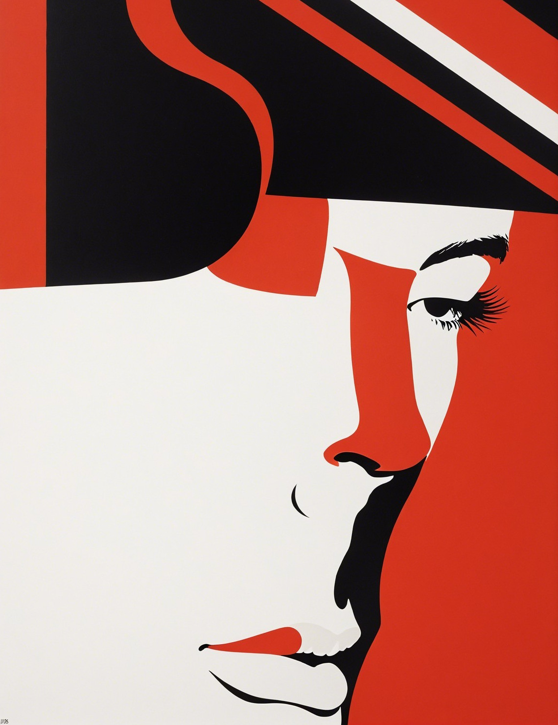 Stylized Artwork of a Woman's Profile in Bold Colors