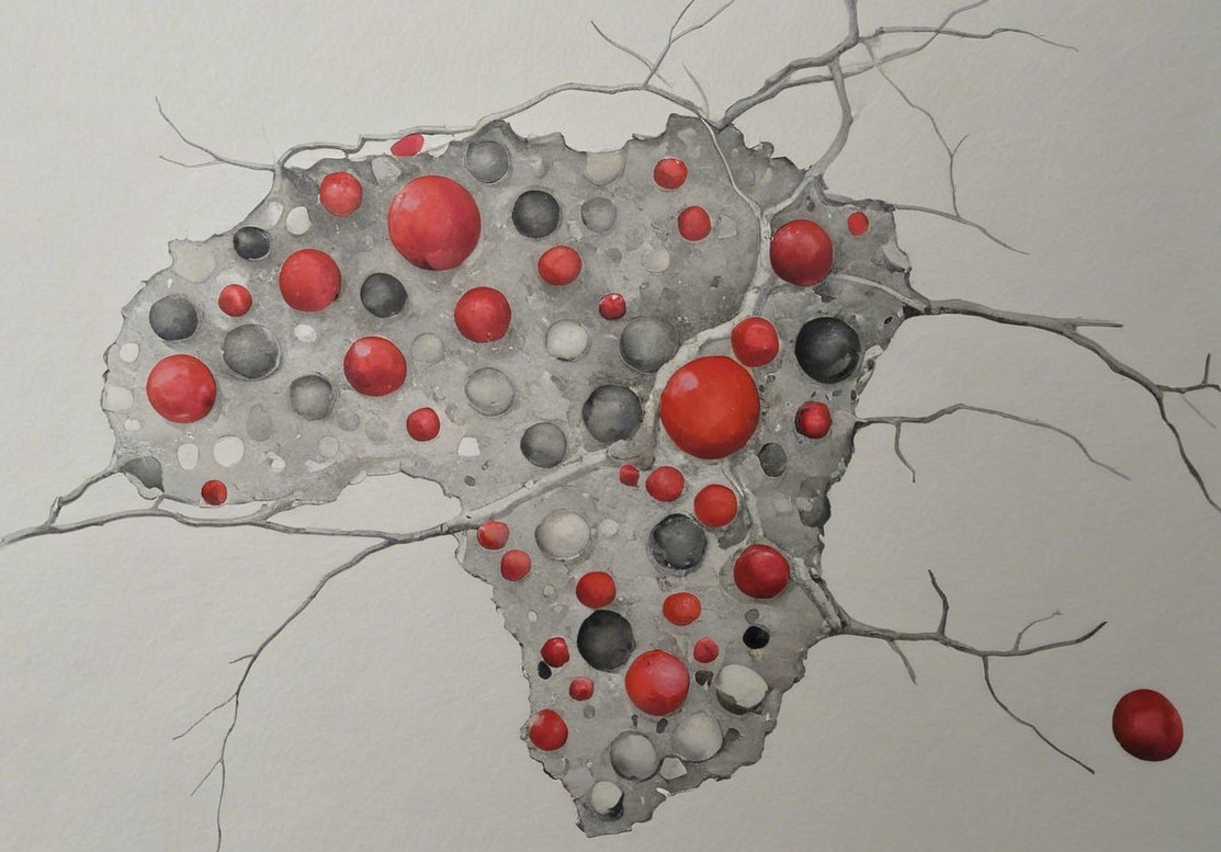 Abstract Composition with Textured Surface and Spheres