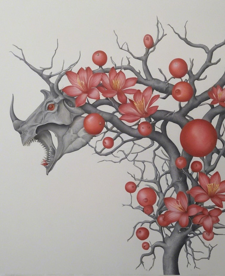 Surreal Artwork of a Rhinoceros Head and Nature Fusion