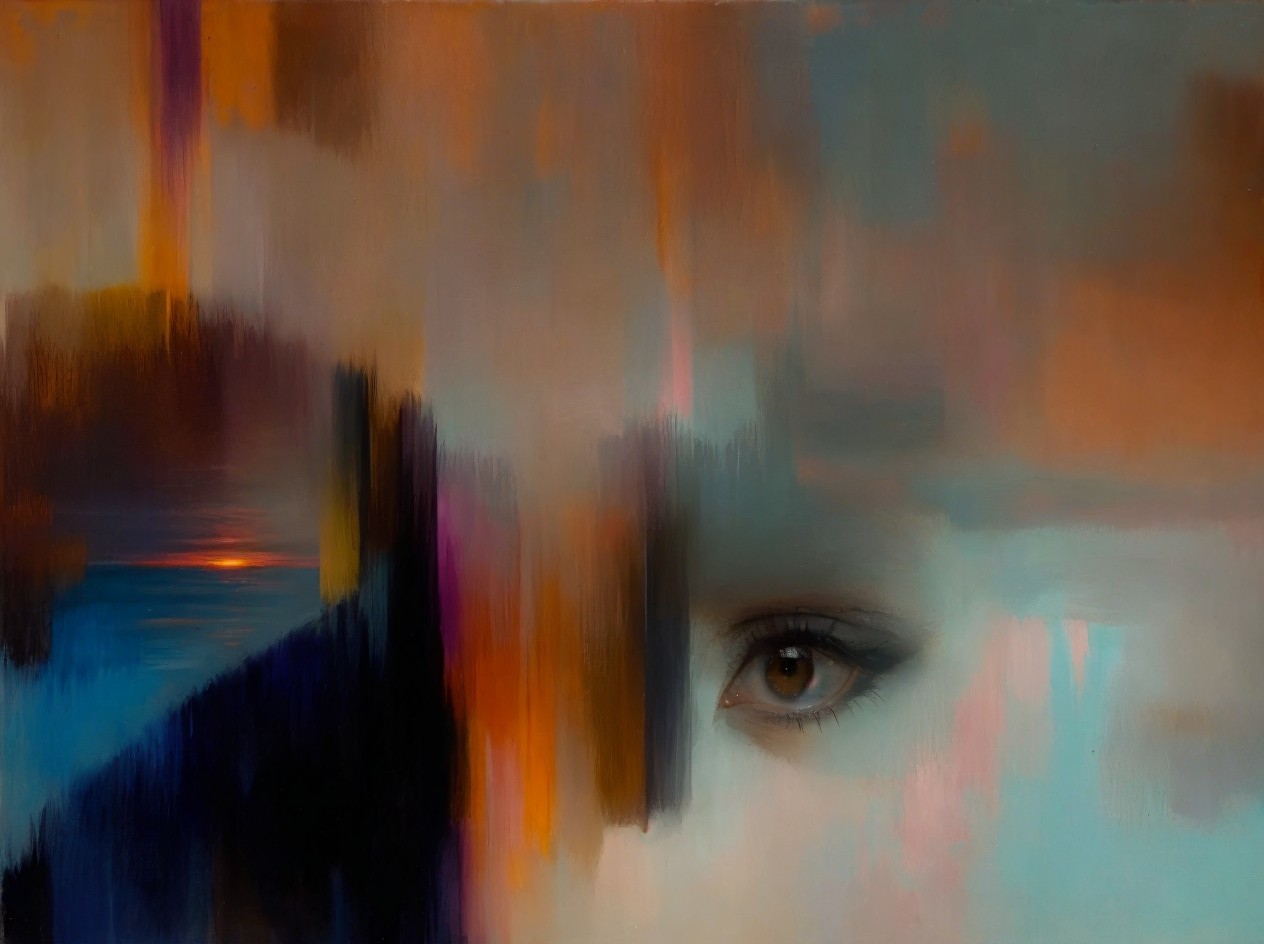 Abstract Artwork with Eye and Vivid Color Blends