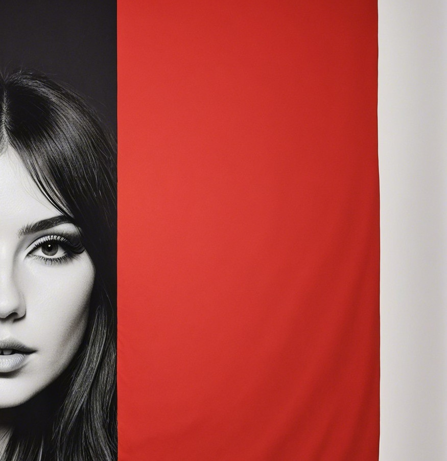Black-and-White Profile with Red Background Contrast