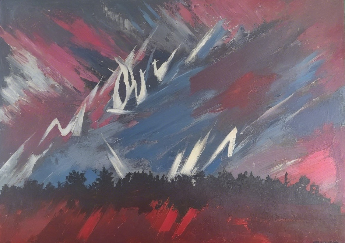 Dramatic Abstract Painting with Bold Colors and Textures